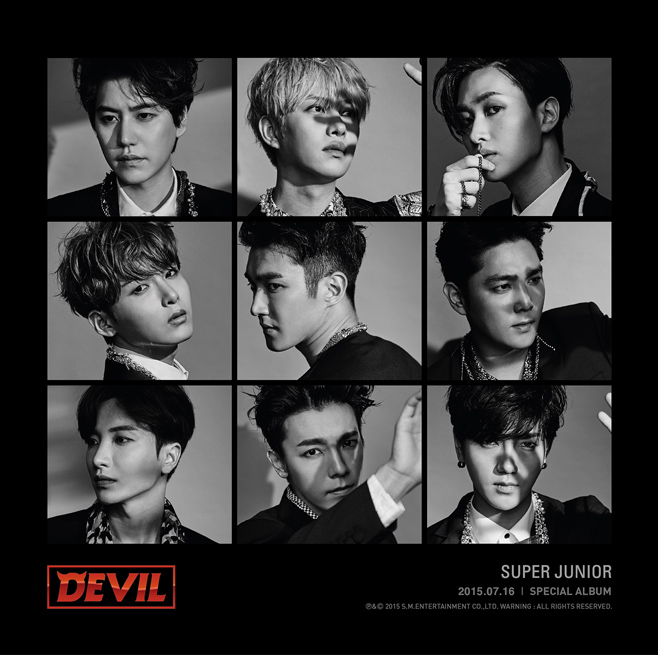2015.07.16 Super Junior《Devil》
今年已經邁入出道十周年的 Super Junior,也發行了 SPECIAL 專輯《Devil》,隨著成員紛紛入伍和退伍,每次出專輯的成員都有些不一樣,但他們的人氣依舊啊!