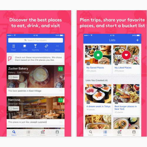 ♯ Foursquare
出國還在煩惱不知道要吃什麼嗎? 那Foursquare是妳一定要下載的好用APP ! 可以方便找到附近的餐廳和用餐評價或餐點種類等等,不用怕踩到地雷跟著走就對啦